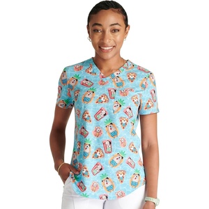 image:imageCherokee Genuine Scrubs for Women VNeck Printed Scrub Top 3 PocketsPool Pawrty