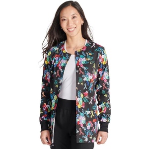 image:imageCherokee Printed Women Warm Up Scrub Jacket with 2 PocketsHopeful Bouquets