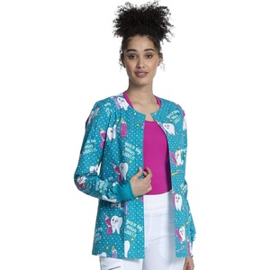 image:imageCherokee Printed Women Warm Up Scrub Jacket with 2 PocketsMy Main Squeeze