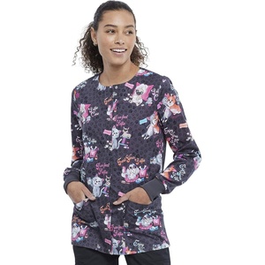 image:imageCherokee Printed Women Warm Up Scrub Jacket with 2 PocketsSelfie Care