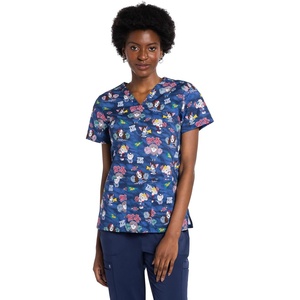 image:imageCherokee Scrubs for Women Printed V Neck 2 Welt PocketsShake Your Pom Poms