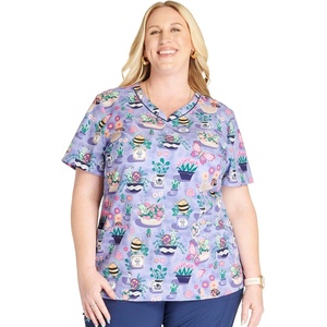 image:imageVNeck Print Top with Scrub Life by CherokeeBlooming Bugs