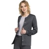 image:imageCherokee Luxe Women Warm Up Scrubs Jacket Snap Front 1330Pewter