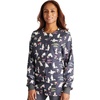 image:imageCherokee Printed Snap Front Womens Scrub Jacket with 2 PocketsCalma Llama