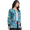 image:imageCherokee Printed Snap Front Womens Scrub Jacket with 2 PocketsHappy Holidogs