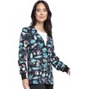 image:imageCherokee Printed Snap Front Womens Scrub Jacket with 2 PocketsIm a Dentisaurus