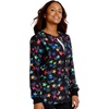 image:imageCherokee Printed Snap Front Womens Scrub Jacket with 2 PocketsLoving Stars