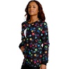 image:imageCherokee Printed Snap Front Womens Scrub Jacket with 2 PocketsLoving Stars