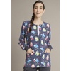 image:imageCherokee Printed Snap Front Womens Scrub Jacket with 2 PocketsScience Friends