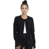 image:imageCherokee Euphoria Women Warm Up Scrubs Jacket Snap Front 4 PocketsBlack