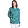 image:imageCherokee Printed Snap Front Womens Scrub Jacket with 2 PocketsSleigh My Name