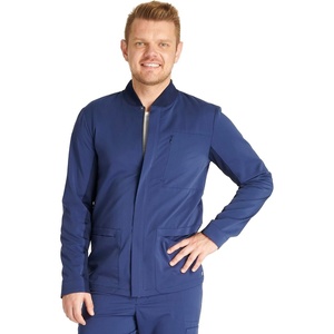 image:imageCherokee Atmos Scrub Jacket for Men Zip Front Stand Up Collar 3 PocketsNavy