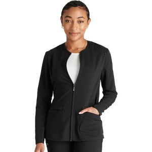 image:imageCherokee Atmos Scrub Jacket for Women Shirttail Hem 2 PocketsBlack