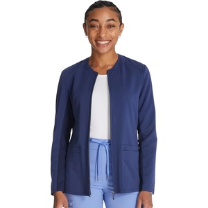 image:imageCherokee Atmos Scrub Jacket for Women Shirttail Hem 2 PocketsNavy