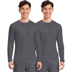 image:imageCherokee Basics Long Sleeve Underscrub for Men Crew Neck Compression ShirtPewter  2 Pack