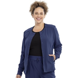 image:imageCherokee Euphoria Women Warm Up Scrubs Jacket Snap Front 4 PocketsNavy