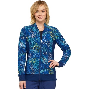 image:imageCherokee Flexibles Women Warm Up Scrubs Jacket Zip Front Knit Panel CK308Wild Confetti