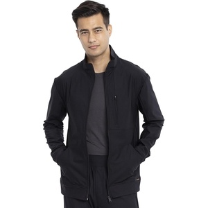 image:imageCherokee Form Scrub Jacket for Men Standard Collar Zip Front 4 PocketsBlack
