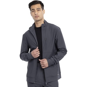 image:imageCherokee Form Scrub Jacket for Men Standard Collar Zip Front 4 PocketsPewter
