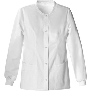 image:imageCherokee Luxe Women Warm Up Scrubs Jacket Snap Front 1330White