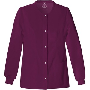 image:imageCherokee Luxe Women Warm Up Scrubs Jacket Snap Front 1330Wine