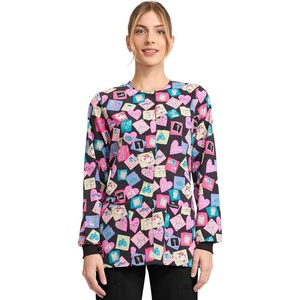 image:imageCherokee Printed Snap Front Womens Scrub Jacket with 2 PocketsHealthabet