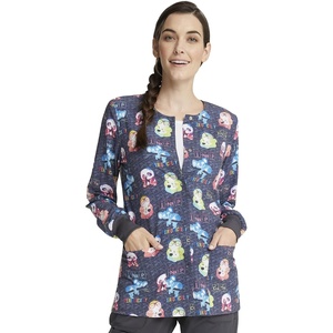 image:imageCherokee Printed Snap Front Womens Scrub Jacket with 2 PocketsScience Friends