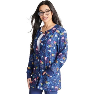 image:imageCherokee Printed Snap Front Womens Scrub Jacket with 2 PocketsSweet Tooth