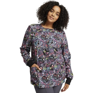 image:imageCherokee Printed Snap Front Womens Scrub Jacket with 2 PocketsWork of Heart