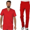 image:imageCherokee Premium Scrub Set for Men VNeck Top with Tapered Leg PantRed