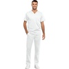 image:imageCherokee Unisex Scrub Set Tuckable VNeck Top amp Tapered PantWhite