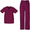 image:imageCherokee Unisex Scrub Set for Men amp Women VNeck Top with Cargo PantWine