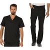 image:imageMen Scrubs Set Workwear Revolution WW690 Tuckable VNeck Top amp WW140 Fly Front Pant Black 2XL Top  2XL Pant