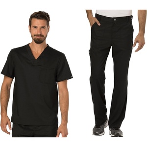 image:imageCherokee Premium Scrub Set for Men VNeck Top with Tapered Leg PantBlack