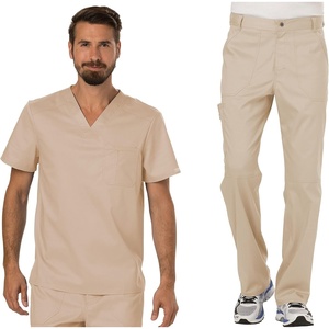 image:imageCherokee Premium Scrub Set for Men VNeck Top with Tapered Leg PantKhaki