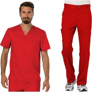 image:imageCherokee Premium Scrub Set for Men VNeck Top with Tapered Leg PantRed