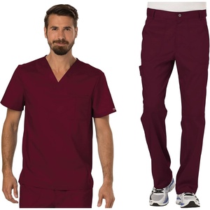 image:imageCherokee Premium Scrub Set for Men VNeck Top with Tapered Leg PantWine