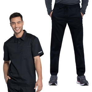 image:imageCherokee Scrub Set for Men Polo Top with Natural Rise Jogger PantBlack