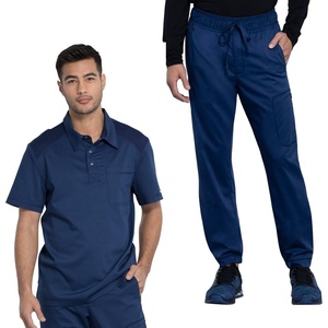 image:imageCherokee Scrub Set for Men Polo Top with Natural Rise Jogger PantNavy