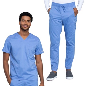image:imageCherokee Scrub Set for Men VNeck Modern Fit Top amp Jogger PantCiel
