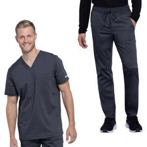 image:imageCherokee Scrub Set for Men VNeck Modern Fit Top amp Jogger PantPewter