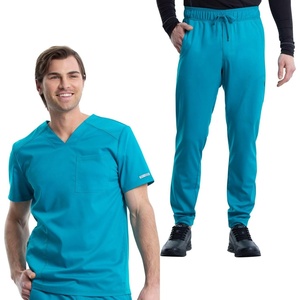 image:imageCherokee Scrub Set for Men VNeck Modern Fit Top amp Jogger PantTeal Blue