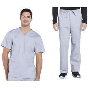 image:imageCherokee Scrub Set for Men VNeck Scrub Top amp Cargo PantGrey