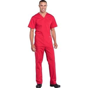 image:imageCherokee Scrub Set for Men VNeck Scrub Top amp Cargo PantRed