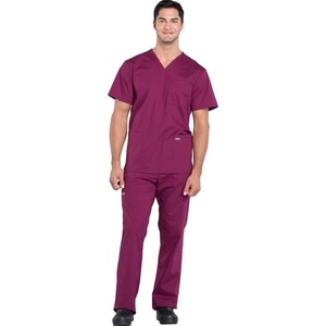 image:imageCherokee Scrub Set for Men VNeck Scrub Top amp Cargo PantWine