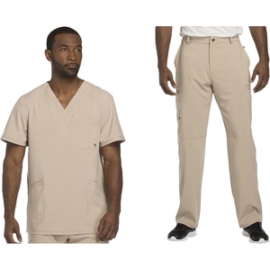image:imageCherokee Scrub Set for Men VNeck Top with Tapered Leg PantKhaki