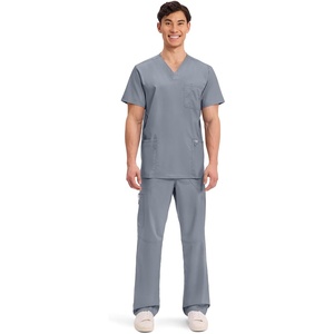 image:imageCherokee Scrub Set for Men VNeckTop amp Tapered Leg PantGrey