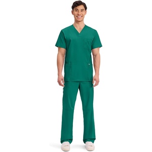 image:imageCherokee Scrub Set for Men VNeckTop amp Tapered Leg PantHunter Green