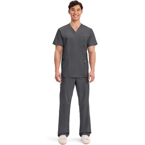 image:imageCherokee Scrub Set for Men VNeckTop amp Tapered Leg PantPewter