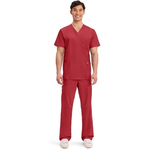 image:imageCherokee Scrub Set for Men VNeckTop amp Tapered Leg PantRed